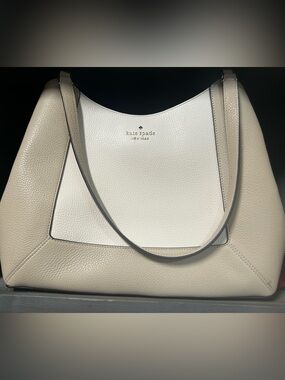 kate spade Two-Tone Cream & White Pebbled Leather Shoulder Bag